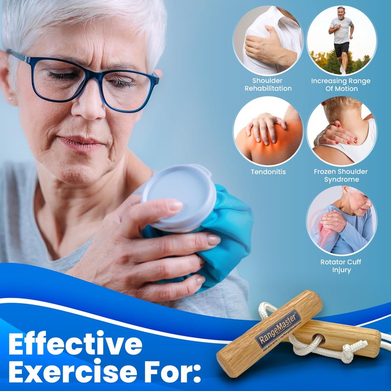 RangeMaster Econo Ranger Shoulder Pulley │ Physical Therapy Exercises │ Aids in Recovery and Rehabilitation │ Increases Mobility │ Wooden Handles for Comfort │ Metal Bracket Door Attachment - Image 4